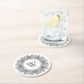 Monogram Sneeuwvlok Kerstmis Ronde Kartonnen Onderzetter (Insitu)