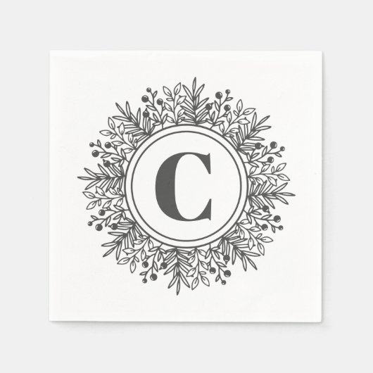 Monogram Sneeuwvlok Kerstmis Servet (Voorkant)
