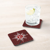 Monogram sneeuwvlok op plaid bier onderzetter (Rechterzijde)