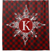Monogram sneeuwvlok op plaid douchegordijn (Voorkant)