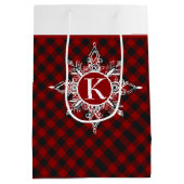 Monogram sneeuwvlok op plaid medium cadeauzakje (Achterkant)