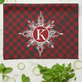 Monogram sneeuwvlok op plaid  theedoek (Gevouwen)