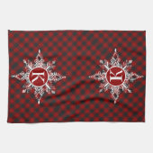 Monogram sneeuwvlok op plaid  theedoek (Horizontaal)