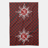 Monogram sneeuwvlok op plaid  theedoek (Verticaal)