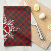 Monogram sneeuwvlok op schol theedoek (Quarter Fold)