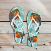Monogram Sneeuwvlok Robin Bird Kerstmis in juli Teenslippers