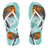 Monogram Sneeuwvlok Robin Bird Kerstmis in juli Teenslippers (Voetbed)