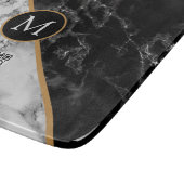 Monogram snijbord - Zwarte witte marmer Snijplank (Hoek)