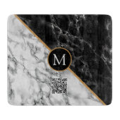 Monogram snijbord - Zwarte witte marmer Snijplank (Voorkant)