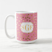 Monogram Snoep Roze Glitter Dot Patroon Koffiemok (Links)