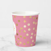Monogram Snoep Roze Glitter Dot Patroon Papieren Bekers (Links)