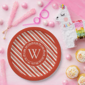 Monogram snoepriet streep papieren bordje (Feest)