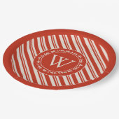 Monogram snoepriet streep papieren bordje (Gekanteld)