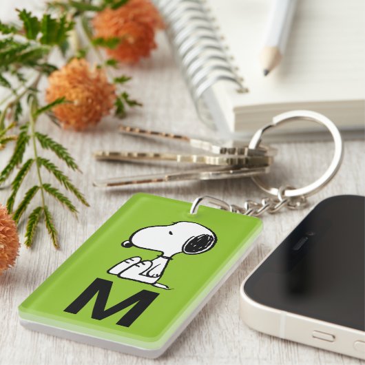 Monogram | Snoopy neerkijken Sleutelhanger (Voorkant Rechts)