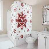 Monogram Snowflake kerstgordijn Douchegordijn (In situ)