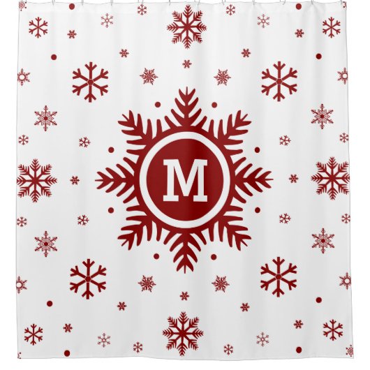 Monogram Snowflake kerstgordijn Douchegordijn (Voorkant)
