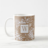Monogram Snowflakes Gingerbrood Kraft Brown Koffiemok (Links)