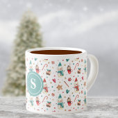 Monogram Snowman & Sweets Pattern 6oz Espresso Cup Espresso Kop