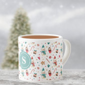 Monogram Snowman & Sweets Pattern 6oz Espresso Cup Kop