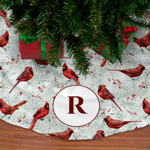 Monogram Snowy Pine Branches Kardinaal Kerstmis Kerstboom Rok