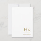Monogram Social Notecard Elegant Navy Blue Gold Notitiekaartje (Voorkant)