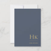Monogram Social Notecard Professional Navy Gold Notitiekaartje (Achterkant)