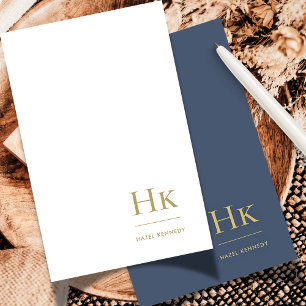 Monogram Social Notecard Professional Navy Gold Notitiekaartje