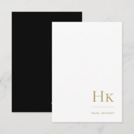 Monogram Social Notecard Professioneel Zwart Goud Notitiekaartje