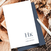 Monogram Social Notecard Professionele Marine Wit Notitiekaartje