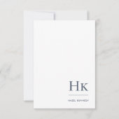 Monogram Social Notecard Professionele Marine Wit Notitiekaartje (Voorkant)