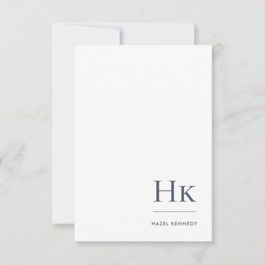 Monogram Social Notecard Professionele Marine Wit Notitiekaartje (Voorkant)