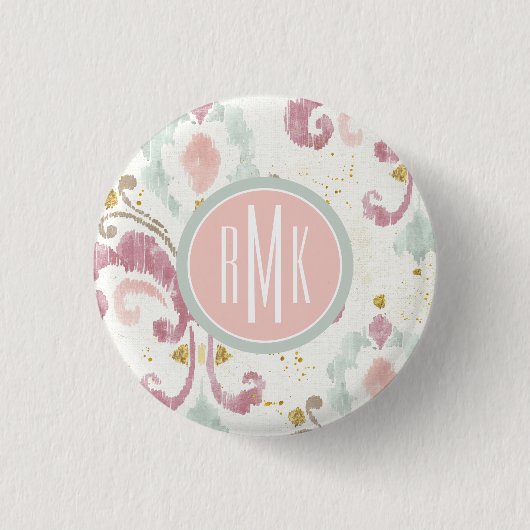 Monogram | Soft Deco-patroon Ronde Button 3,2 Cm (Voorkant)