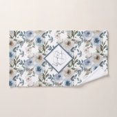 Monogram Soft Dusty Blue Waterverf Bloemen voor Bad Handdoek (Handdoek)