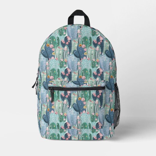 Monogram | Soft Patel Cactus Pattern Bedrukte Rugzak (Voorkant)