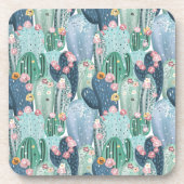 Monogram | Soft Patel Cactus Pattern Bier Onderzetter (Voorkant)