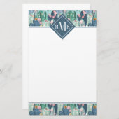 Monogram | Soft Patel Cactus Pattern Briefpapier (Voorkant / Achterkant)