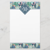 Monogram | Soft Patel Cactus Pattern Briefpapier (Voorkant)