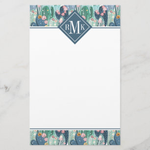 Monogram   Soft Patel Cactus Pattern Briefpapier