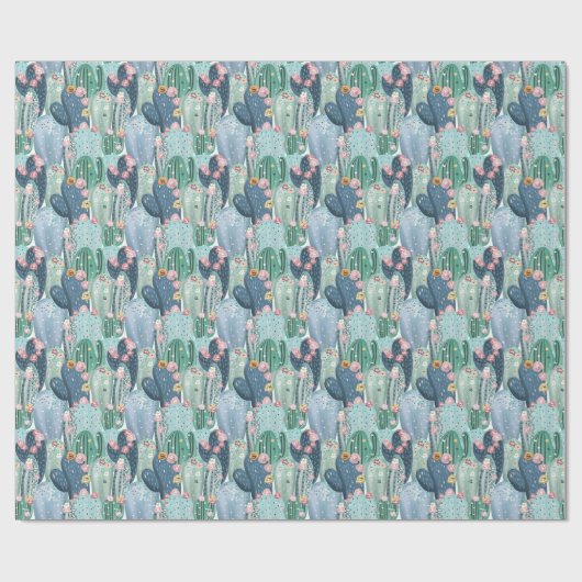 Monogram | Soft Patel Cactus Pattern Cadeaupapier (Vlak)