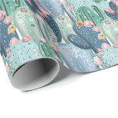 Monogram | Soft Patel Cactus Pattern Cadeaupapier (Rol Hoek)