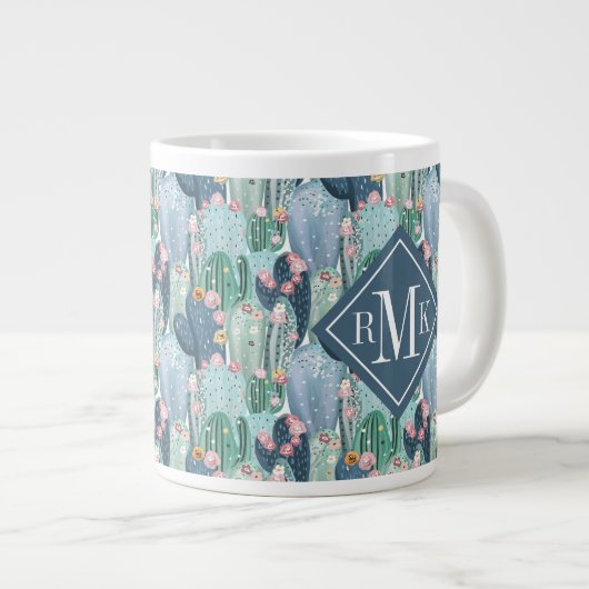 Monogram | Soft Patel Cactus Pattern Grote Koffiekop (Voorkant rechts)