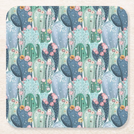 Monogram | Soft Patel Cactus Pattern Kartonnen Onderzetters (Voorkant)