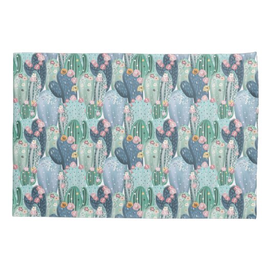 Monogram | Soft Patel Cactus Pattern Kussensloop (Achterkant-Links)