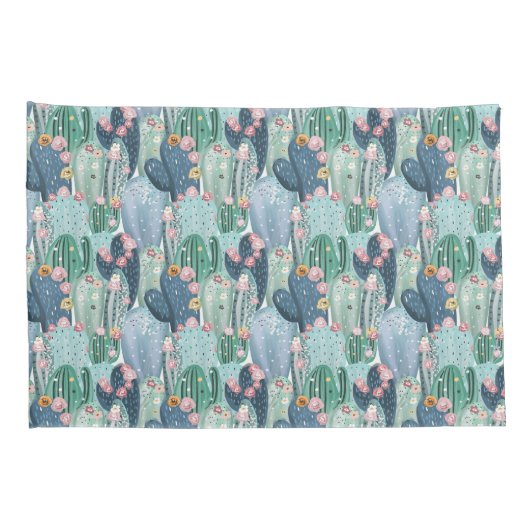Monogram | Soft Patel Cactus Pattern Kussensloop (Achterkant-Rechts)