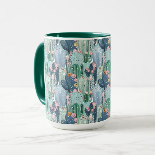 Monogram | Soft Patel Cactus Pattern Mok (Voorkant links)