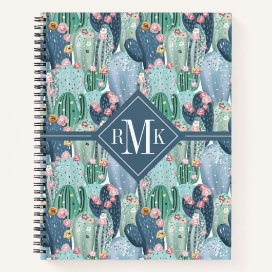 Monogram | Soft Patel Cactus Pattern Notitieboek (Voorkant)