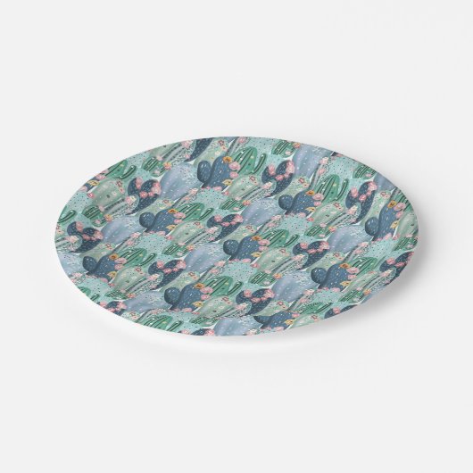 Monogram | Soft Patel Cactus Pattern Papieren Bordje (Gekanteld)