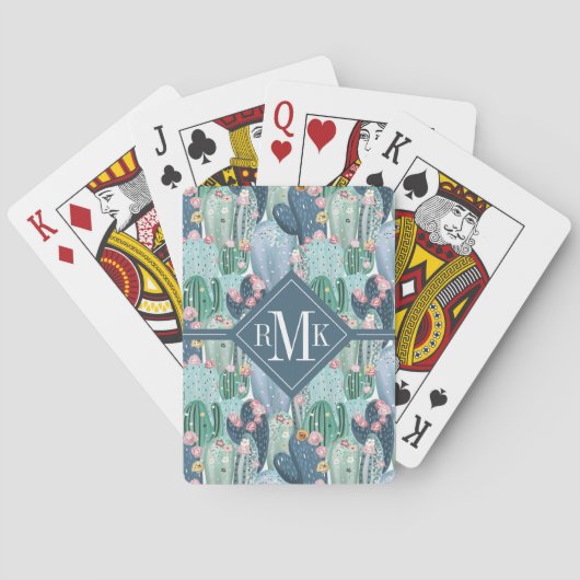 Monogram | Soft Patel Cactus Pattern Pokerkaarten (Achterkant)