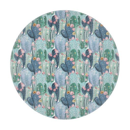 Monogram | Soft Patel Cactus Pattern Snijplank (Voorkant)