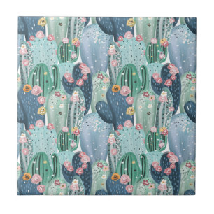 Monogram   Soft Patel Cactus Pattern Tegeltje